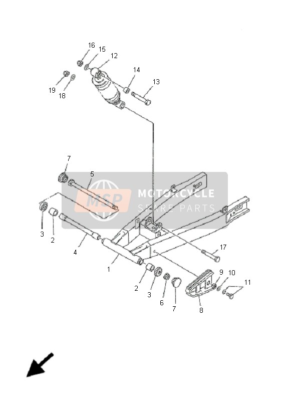 Yamaha TZR50 2007 Bras arrière & Suspension pour un 2007 Yamaha TZR50